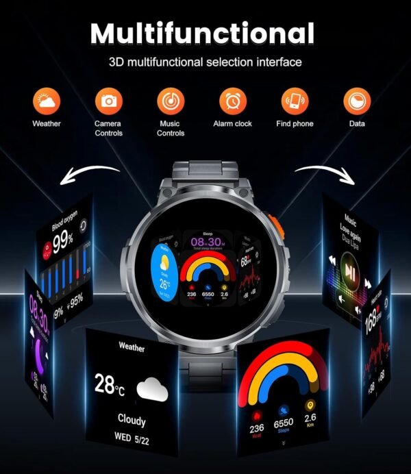 LIGE Smart Watch with 730mAh Battery, 1.85" HD IPS Screen Android Smart Watch with Bluetooth Voice Call/Waterproof IP68/Sleep Monitoring/Heart Rate Monitoring, Android iOS Smart Watches for Men