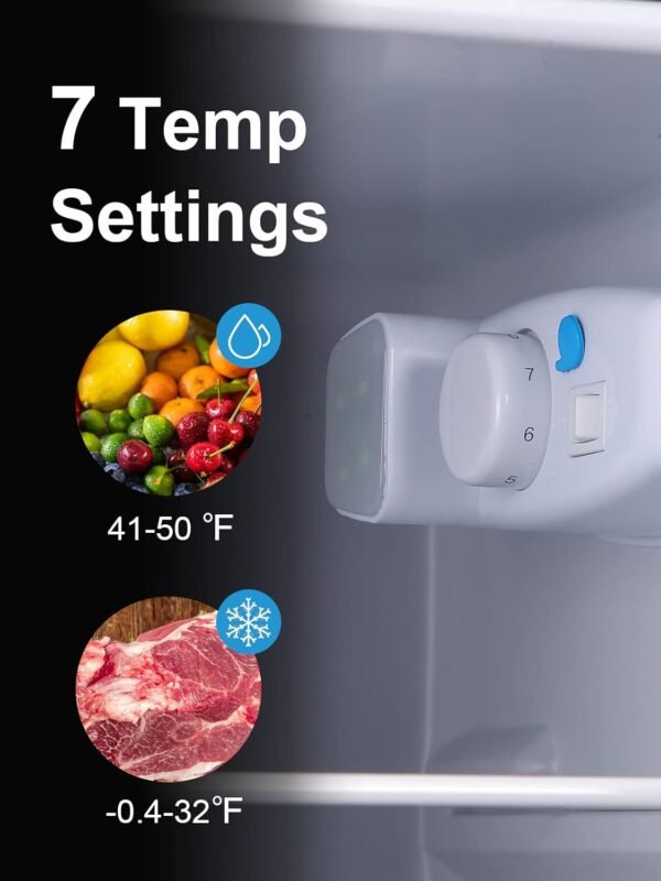 Refrigerator with Freezer 3.5 Cu.Ft with 7 Level Adjustable Thermostat Control 2 Door Energy Saving Top-Freezer Compact Refrigerator Silver (KB03 FLS-80-Silver-2)
