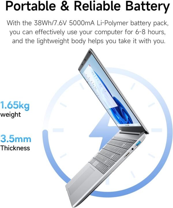 15.6 Inch Laptop with Office 365, 4GB RAM, 128GB Storage Expandable 1TB, 5205U Processor, HD Display, Windows 11 Laptops Computer, Wi-Fi 5, BT4.2, Numpad, Type-C, for Business and Students.