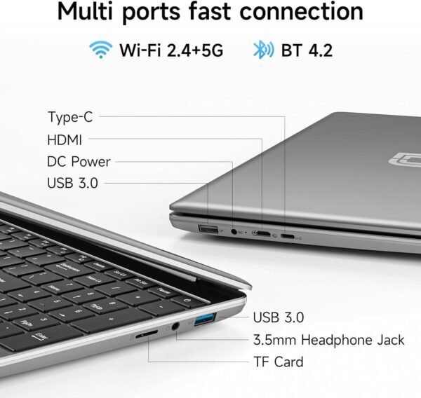 15.6 Inch Laptop with Office 365, 4GB RAM, 128GB Storage Expandable 1TB, 5205U Processor, HD Display, Windows 11 Laptops Computer, Wi-Fi 5, BT4.2, Numpad, Type-C, for Business and Students.