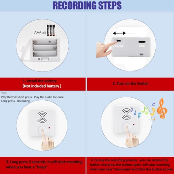 16 Minutes Voice Recorder for Stuffed Animals,Voice Box for Recordable Presents Button Sound Box for Crafters, Hobbyists, Stuffed Animals,School Presentations,Personalized Items,etc-White-2P