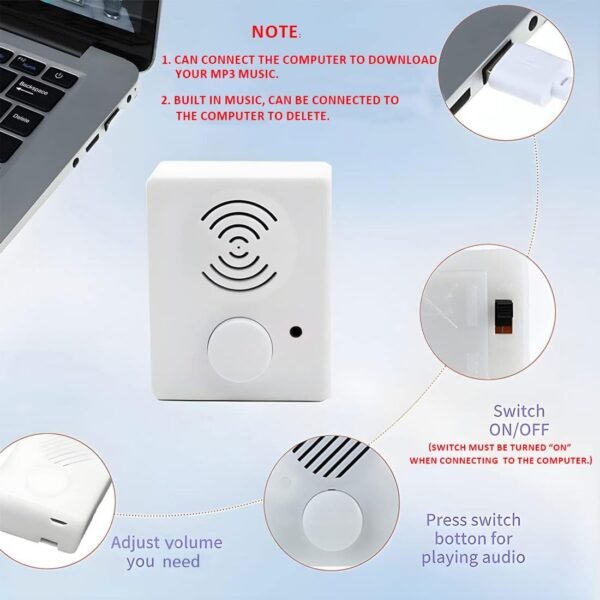 16 Minutes Voice Recorder for Stuffed Animals,Voice Box for Recordable Presents Button Sound Box for Crafters, Hobbyists, Stuffed Animals,School Presentations,Personalized Items,etc-White-2P