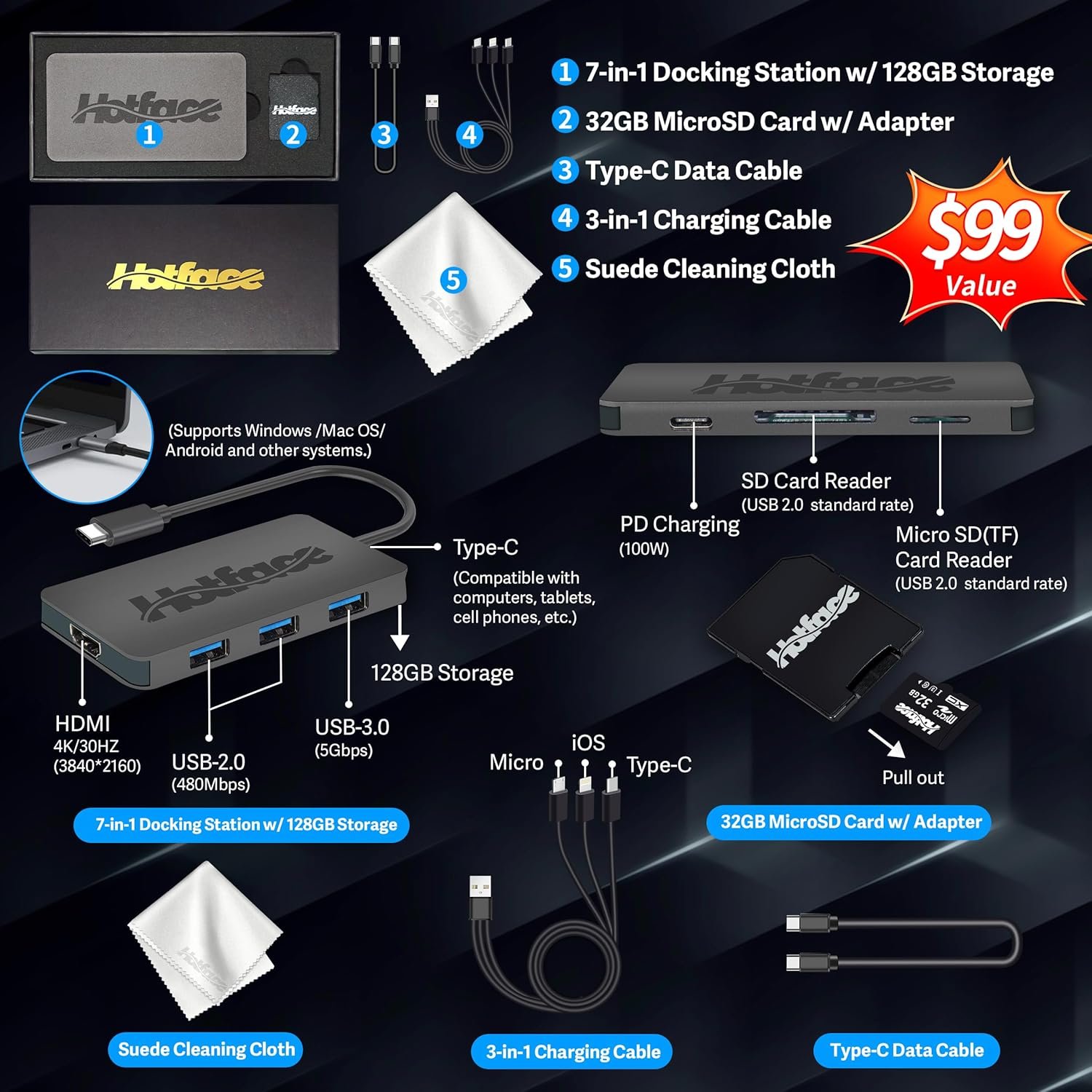 HP Stream 14" HD BrightView Laptop, Intel Celeron N4120, 16GB RAM, 288GB Storage (128GB eMMC + 160GB Docking Station Set), Intel UHD Graphics, 720p Webcam, Wi-Fi, 1 Year Office 365, Win 11 S, Black