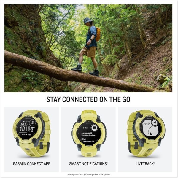 Garmin Instinct E 45mm, Outdoor GPS Smartwatch, 24/7 Health Monitoring, Up to 16 Days of Battery Life, Electric Lime (010-02933-01) with Earbuds Bundle