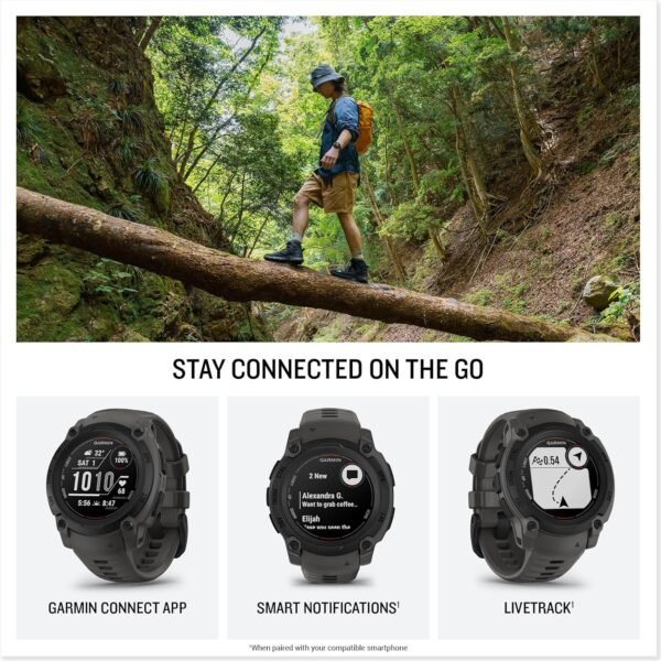 Garmin Instinct E 40mm, Outdoor GPS Smartwatch, 24/7 Health Monitoring, Up to 14 Days of Battery Life, Charcoal (010-02932-00) with Earbuds Bundle
