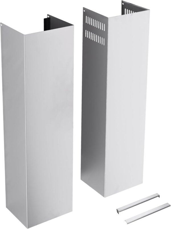 Wall Mount Range Hood Extension Duct Stainless Steel Adjustable Pipe Mount Brackets Included Rust Resistant Easy Clean
