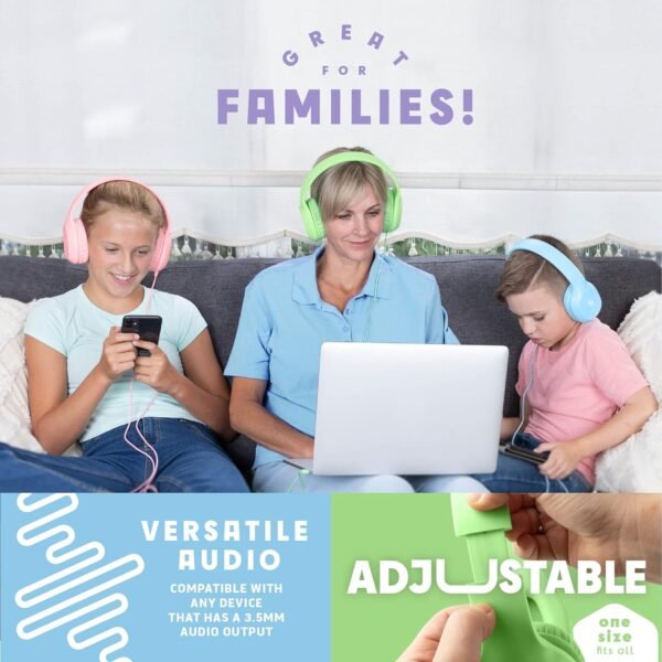 Kids Headphones for School - 5-Pack On-Ear, Wired, Adjustable & Cushioned - Mixed Colors