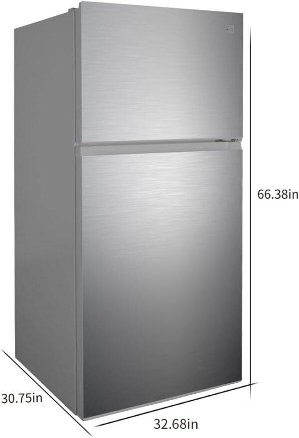 Kenmore 33 in. 20.5 cu. ft. Capacity Refrigerator/Freezer with Full-Width Adjustable Glass Shelving, Humidity Control Crispers, ENERGY STAR Certified, Fingerprint Resistant Stainless Steel