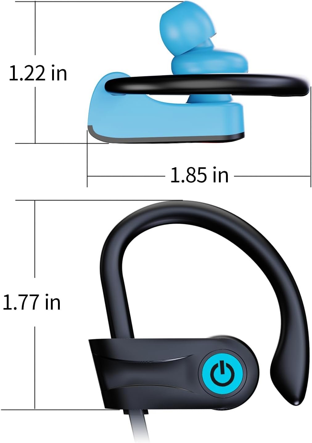 Boean Bluetooth Headphones, Bluetooth 5.3 Wireless Headphones with 16 Hours Playtime, Stereo Bass IPX7 Waterproof Over Ear Earphones for Workout and Sports Running