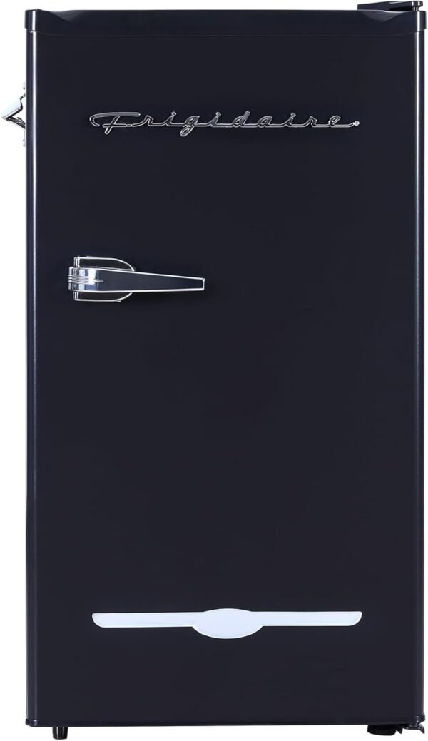 FRIGIDAIRE EFR376-BLACK 3.1 Cu Ft Black Retro Bar Fridge with Side Bottle Opener