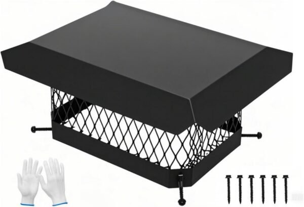 G GOOD GAIN Chimney Cap - 9 x 13 inch Chimney Cover for Outside Galvanized Steel | Fireplace Rain Caps with Hood Plate | Chimney Flue Cover Fits Existing Tiles with Adjustable Metal Screws & Gloves