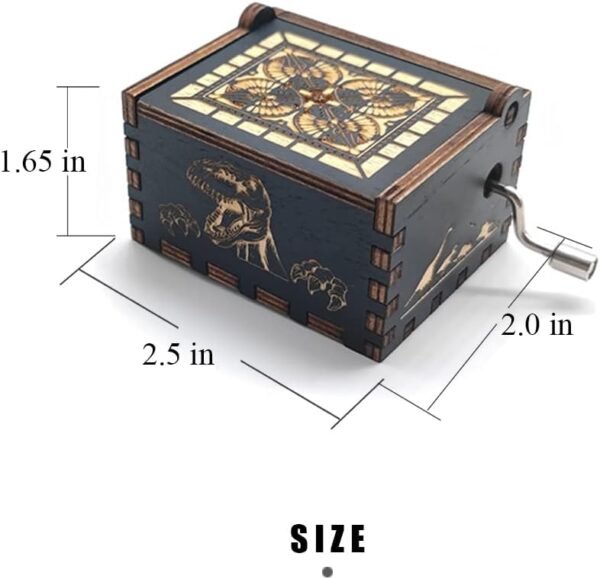 Bolunlun Jurassic music box, wooden hand-cranked music box, wooden toy for movie fans, gift for boyfriend and kids, perfect for Valentine's Day, birthday, Halloween and Christmas. (Jurassic song)
