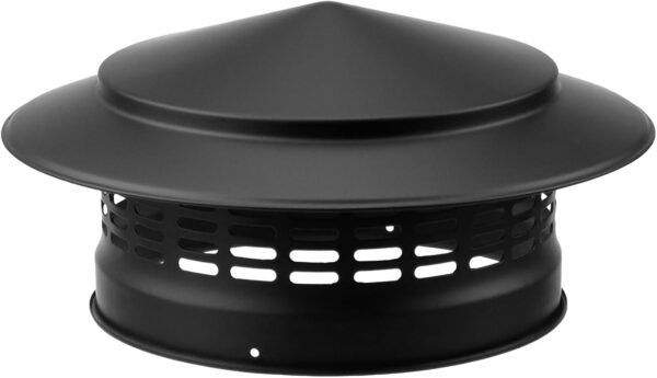 Semetall 8" Round Chimney Cap,304 Stainless Steel Chimney Cover,Cone Top Chimney Cap,Stove Pipe Chimney Cap,Black