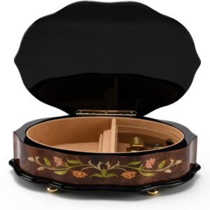 Astounding Scalloped Shape 36 Note Inlaid Royal Couple Italian Music Box - Sound of Music