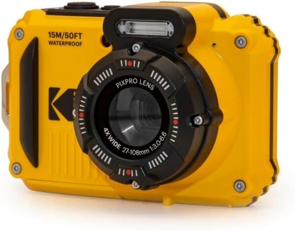 KODAK PIXPRO WPZ2 Rugged Waterproof Shockproof Dustproof WiFi Digital Camera 16MP 4X Optical Zoom 1080P Full HD Video Vlogging Camera 2.7" LCD (Yellow)