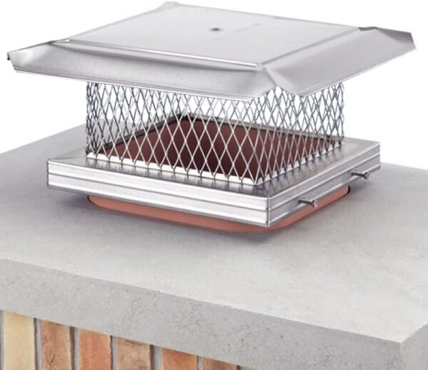 HomeSaver Pro 13" x 13" SS Single-Flue Chimney Cap 3/4" Mesh - 8" SH