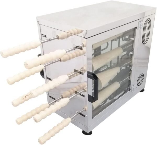 110V 3.2KW Electric Ice Cream Cone Oven Machine Commercial Chimney Cake Roll Oven Maker Chimney Bread Cake Oven with 16pcs Roll Tools for Restaurant Home Kitchen Snack Bar