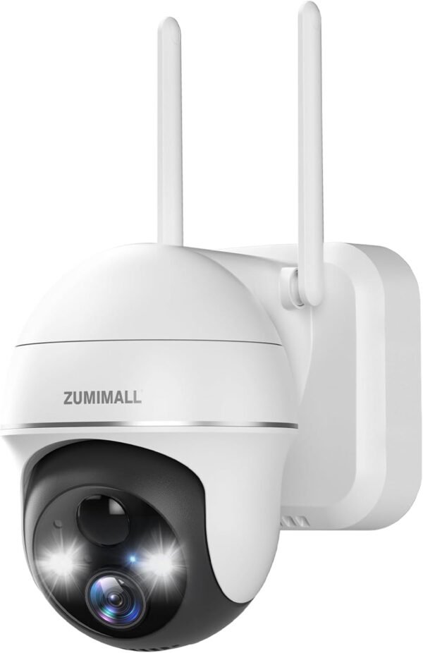 ZUMIMALL Security Cameras Wireless Outdoor,360°View, 2K Battery Powered Outdoor Cameras for Home Security, Color Night Vision, Work with Alexa, 2-Way Talk, IP66, AI Analysis, Cloud Storage