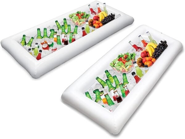 Jasonwell Inflatable Serving Bars Ice Buffet Salad Serving Trays Food Drink Holder Cooler Containers Indoor Outdoor BBQ Picnic Pool Party Supplies Luau Cooler w Drain Plug