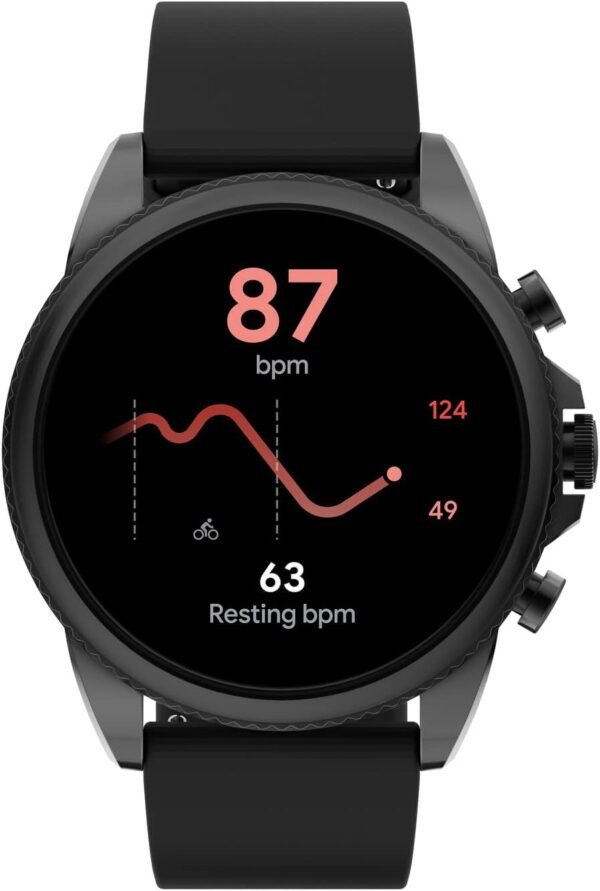 Fossil Men's Gen 6 44mm Stainless Steel and Silicone Touchscreen Smart Watch, Color: Black (Model: FTW4061V)