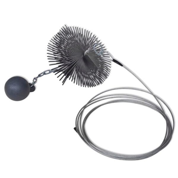 vidaXL 7.9" Round Chimney Cleaning Brush with Steel Wire and Thread- Easy Application, Durable Chimney Cleaning Tool- Includes Ball with Chain