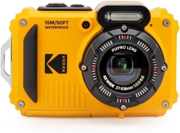 KODAK PIXPRO WPZ2 Rugged Waterproof Shockproof Dustproof WiFi Digital Camera 16MP 4X Optical Zoom 1080P Full HD Video Vlogging Camera 2.7" LCD (Yellow)