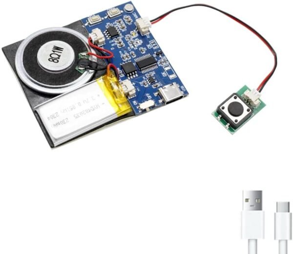 Module - 16MB Push Button Activated Sound Module with Speaker, Type-C Cable, and Easy Recording Capability16 Minutes for Personalized Greetings, DIY Projects, and Holiday Crafts (Blue)