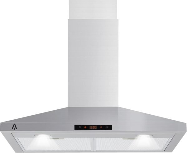 Range Hood 30 inch, 265 CFM Wall Mount Vent Hood for Kitchen, Ducted/Ductless Range Hood Stainless Steel with Touch Control 3 Speed Exhaust Fan, Adjustable Chimney & LED Light, Silver