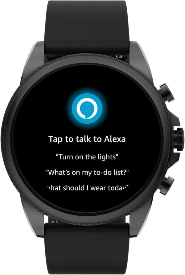 Fossil Men's Gen 6 44mm Stainless Steel and Silicone Touchscreen Smart Watch, Color: Black (Model: FTW4061V)
