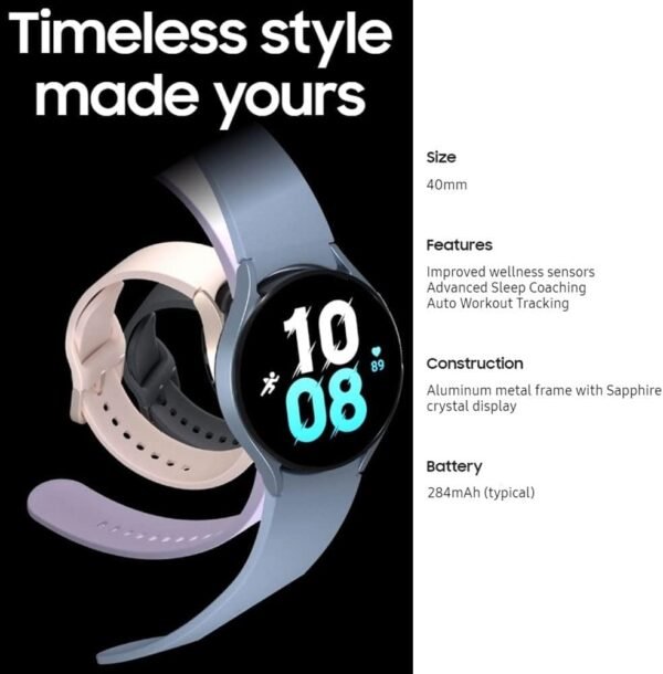 Samsung Galaxy Watch 5 (40mm, WIFI + 4G LTE) 1.2" Super AMOLED Smartwatch GPS Bluetooth w/ Advanced Sleep Coaching, Bioactive Sensor, Water Resistant R905U (Generic Charger, Graphite) (Renewed)
