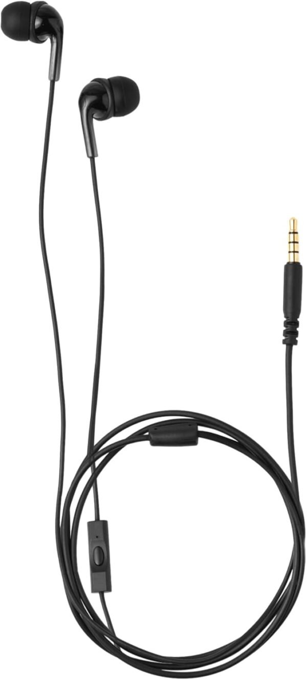 Amazon Basics 3.5mm Jack Wired Earbuds with Microphone, In Ear Headphones, 4.2 ft long cable, S/M/L Ear Tips, Black