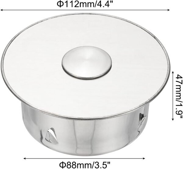 PATIKIL Chimney Hole Cap, 90mm(3.5") Tightness Adjustable Round Stainless Steel Flue Hole Cover Stove Pipe Cap Pipe Cover with Removable Hole Cap for Kitchen Balcony Sewer,Silver Tone