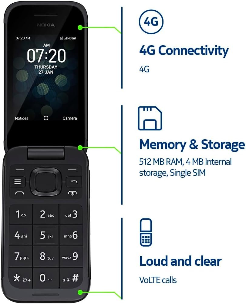 Nokia 2780 Flip | Unlocked | Universally Compatible with All Mobile Carriers | Black