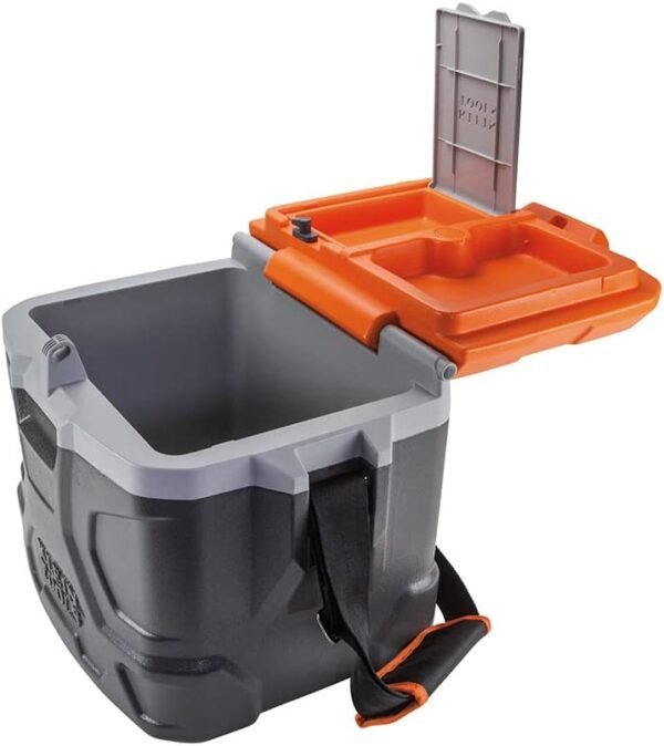 Klein Tools 55600 Work Cooler, 17-Quart Lunch Box Holds 18 Cans, Keeps Cool 30 Hours, Seats 300 Lb, Tradesman Pro Tough Box