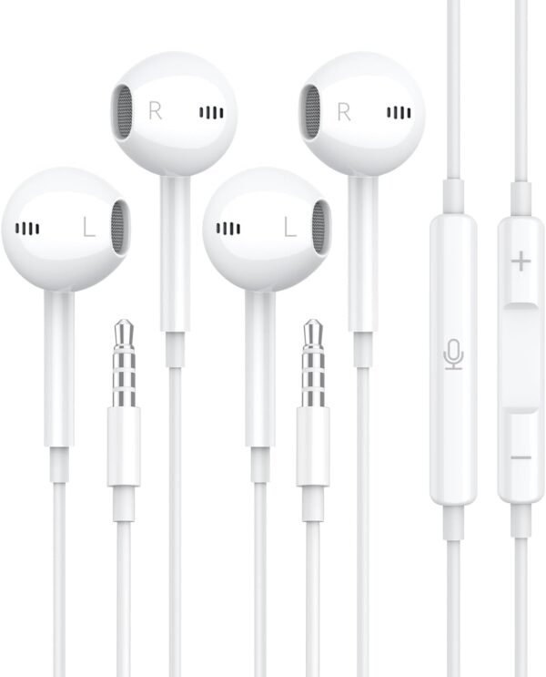 2 Pack for Apple Earbuds Wired [Clear Call], [MFi Certified] 3.5mm Headphones with Microphone Volume Control HiFi Stereo for iPhone/iPad/Kindle/Weather Radio