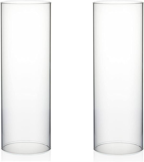 WGVI Hurricane Candle Holder Sleeve, Wide 4", Height 12", 2 Pieces, Clear Glass Cylinder Open Both Ends, Chimney Shade Tube (HST0412_2pc)