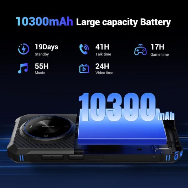 FOSSIBOT F105 Rugged Smartphone Unlocked, Android 14, 10300mAh Large Battery 12+64GB/128GB Storage 6.75" FHD Display 8MP+20MP Camera IP68/IP69K Waterproof Cell Phone 4G Dual SIM OTG