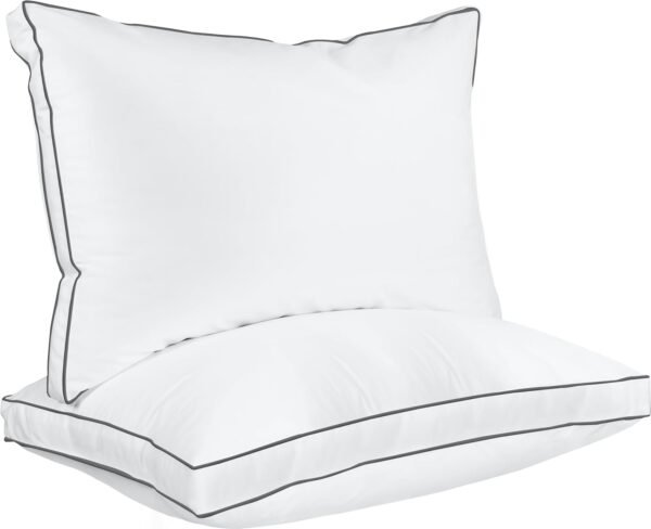 Utopia Bedding Bed Pillows for Sleeping Queen Size (Grey/White), Set of 2, Cooling Hotel Quality, Gusseted Pillow for Back, Stomach or Side Sleepers