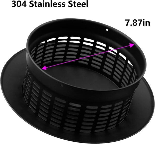 Semetall 8" Round Chimney Cap,304 Stainless Steel Chimney Cover,Cone Top Chimney Cap,Stove Pipe Chimney Cap,Black