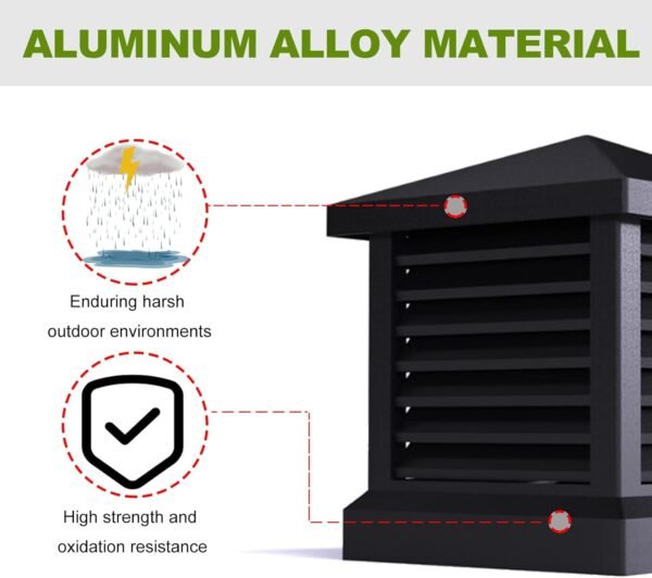 Rainproof Chimney Cap, Mesh Fireplace Roof Caps, Aluminum Alloy Square Windproof Chimney Cover, Flue Vent Cover Fits Outdoor Roof (Black, 17.7×17.7in/45×45cm)
