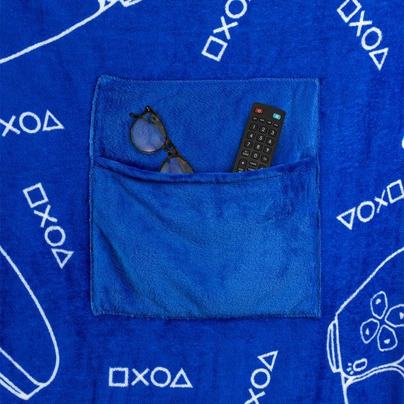 Paladone PlayStation 2-in-1 Cushion Blanket - Officially Licensed Travel Blanket, Foldable Soft Fluffy Throw, Compact Design for Gaming Room or Bedroom Decor