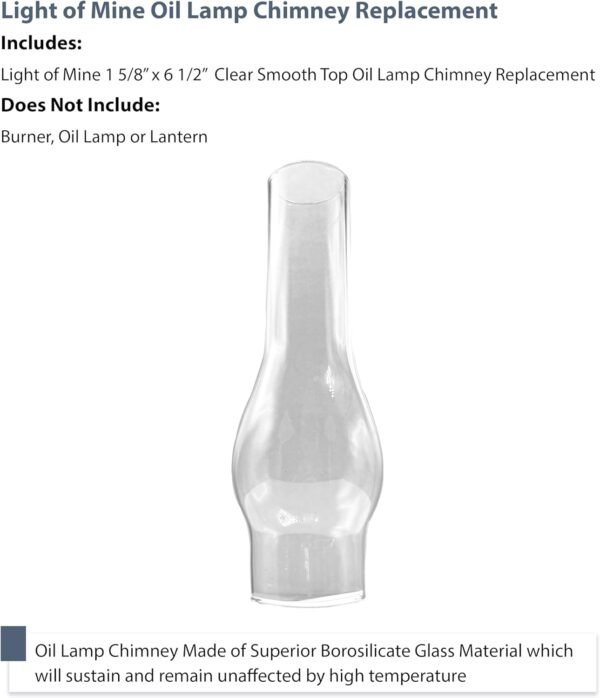 Light of Mine Oil Lamp Replacement Chimneys (1 5/8" x 6 1/2")