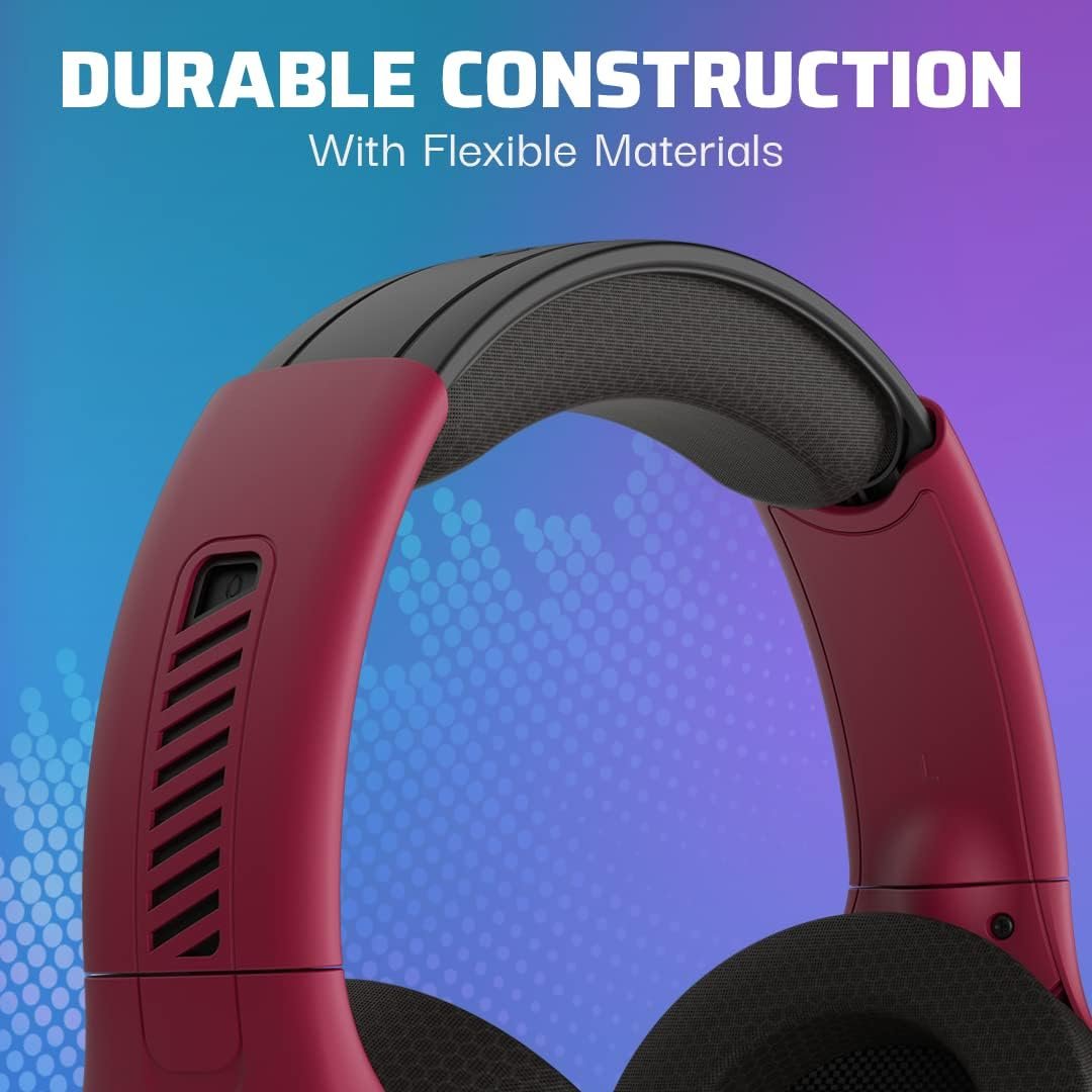 PDP AIRLITE Pro Wireless Stereo Gaming Headset, Officially Licensed by Sony PlayStation 5, PS5/PS4/PS3/PC, Lightweight Durable 40 Foot Connection, Noise-canceling Flip-to-Mute Mic, Cosmic Red