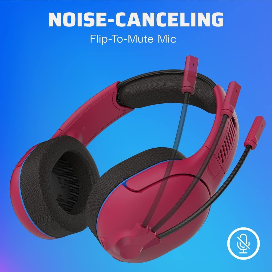 PDP AIRLITE Pro Wireless Stereo Gaming Headset, Officially Licensed by Sony PlayStation 5, PS5/PS4/PS3/PC, Lightweight Durable 40 Foot Connection, Noise-canceling Flip-to-Mute Mic, Cosmic Red