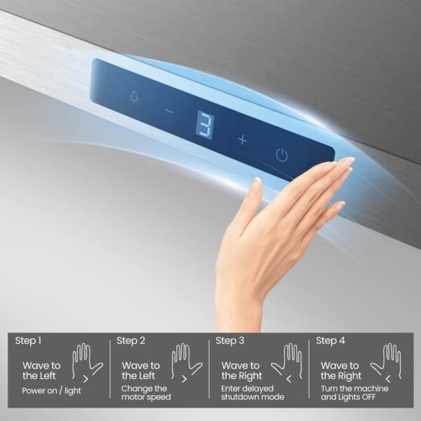COMFEE' CVP30W7AST 30 Inch 450 CFM 3 Speed Gesture Sensing &Touch Control Panel Stainless Steel Wall Mount Ductless/Ducted Convertible Vent Baffle Filters and 2 LED Lights Range Hood