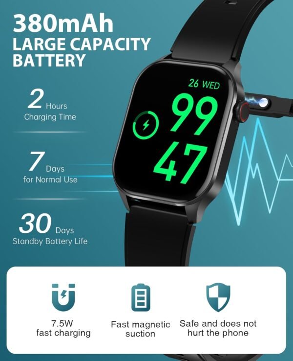 Smart Watch, Infrared True Blood Oxygen Monitor, 2.04-inch AMOLED Display, Heart Rate Sleep Blood Pressure, 136+ Sports Modes, IP68 Waterproof Fitness Tracker, Compatible with Android and iOS