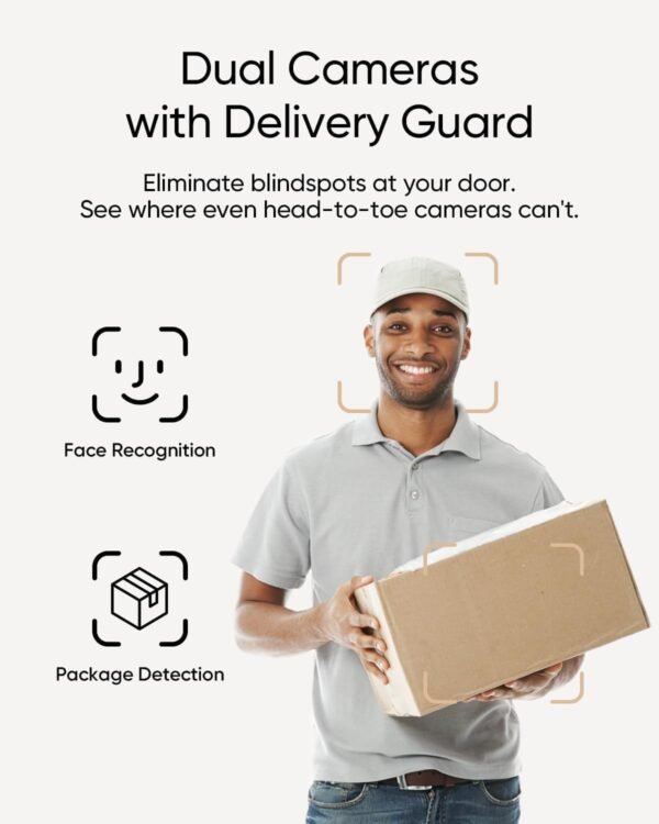 eufy Security Video Doorbell E340 (Battery Powered, with Extra Backup Battery), Uninterrupted Use with Rechargeable Battery, Dual Cameras, 2K Full HD, No Monthly Fee