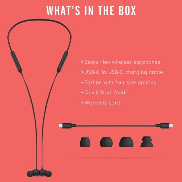 Beats Flex Wireless Earbuds - Apple W1 Headphone Chip, Magnetic Earphones, Class 1 Bluetooth, 12 Hours of Listening Time, Built-in Microphone - Black