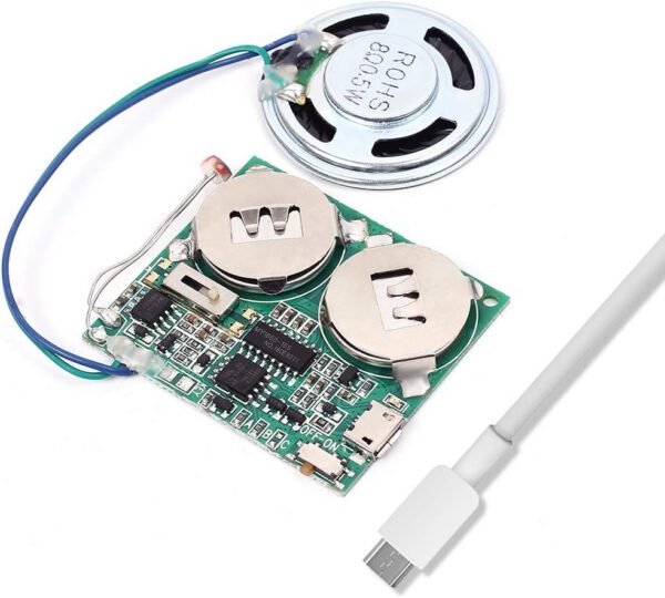 Icstation DIY Light Sensor Sound Module, Micro USB Recordable Sound Chip 8M Memory Speaker Talking Programmable Music Player Box for Birthday Greeting Card Anniversary Present