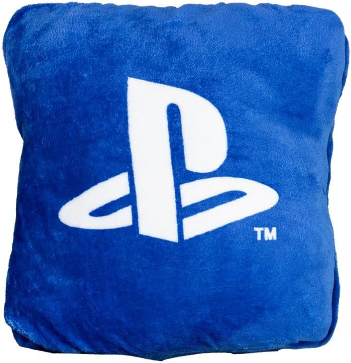 Paladone PlayStation 2-in-1 Cushion Blanket - Officially Licensed Travel Blanket, Foldable Soft Fluffy Throw, Compact Design for Gaming Room or Bedroom Decor